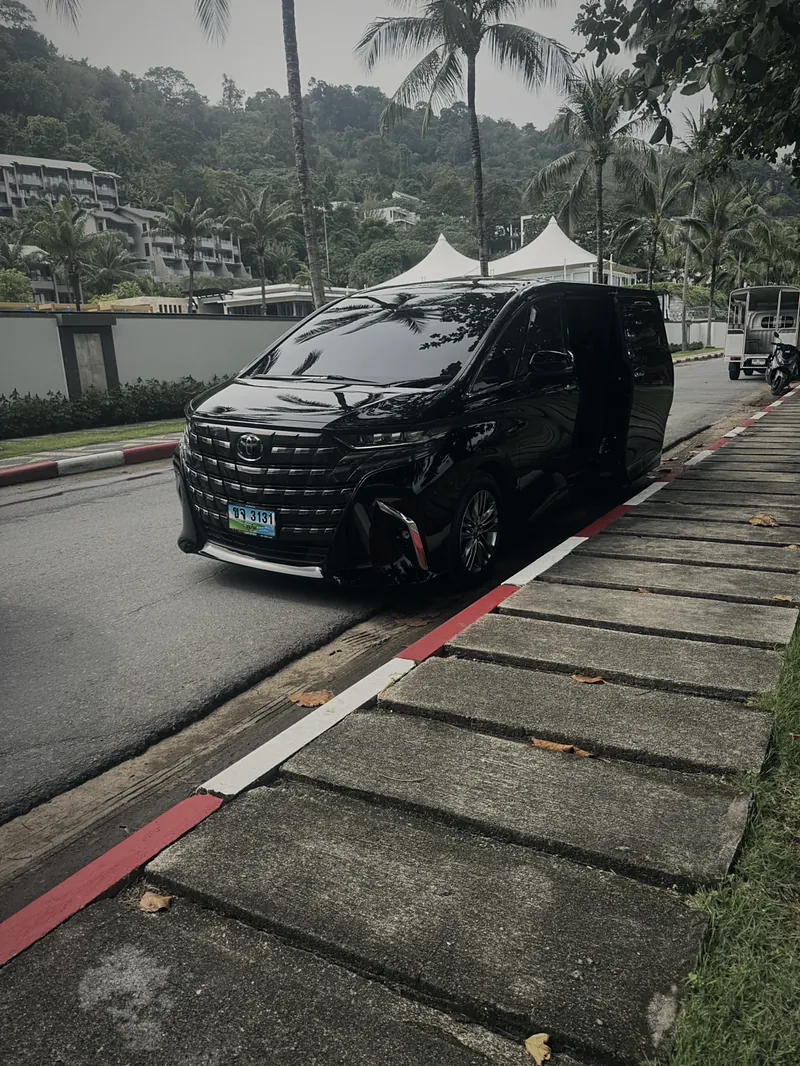 The Alphard waiting at the roadside with its door open